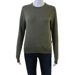 Zara Women Pullover Sweater Army Green Crew Neck Long Sleeve Size S